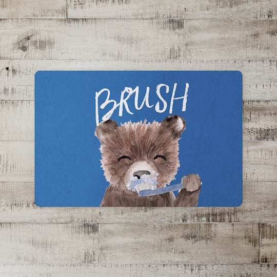 18" x 27" Bear Brushing Teeth Floor Mat